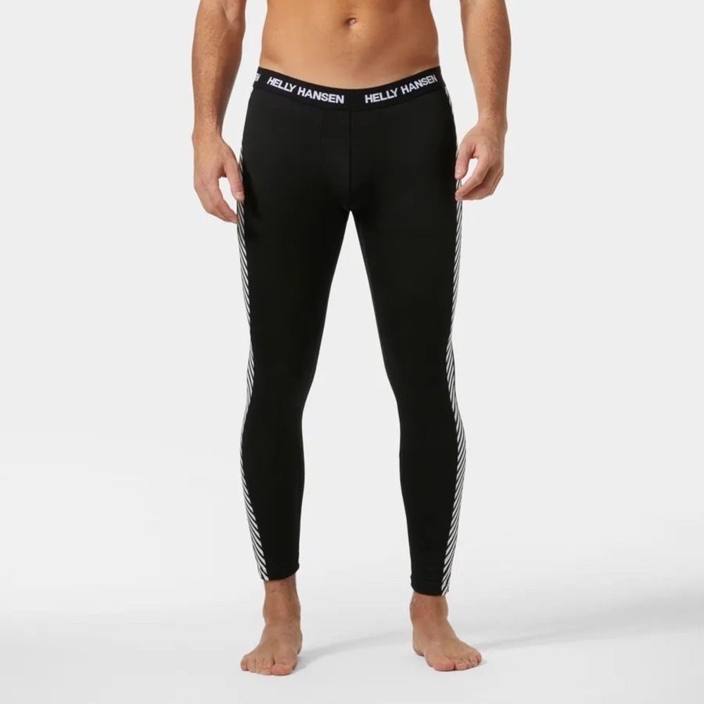 Helly Hansen Lifa Pants Mens Small Black Thermal Base Layer Striped Leggings NWT